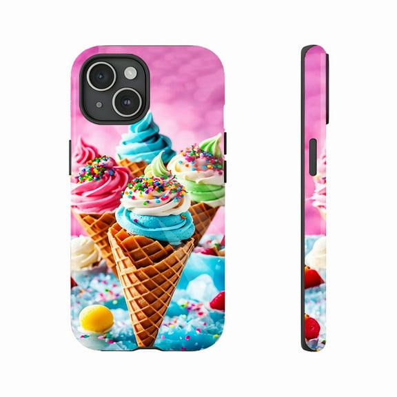 Cute Ice Cream Design Phone Case for Teens & Families, Vibrant Durable Hard Shell, Perfect for Ice Cream Lovers - Compatible with iPhone 11/12/13/14/15/16 (Pro Max/Plus)
