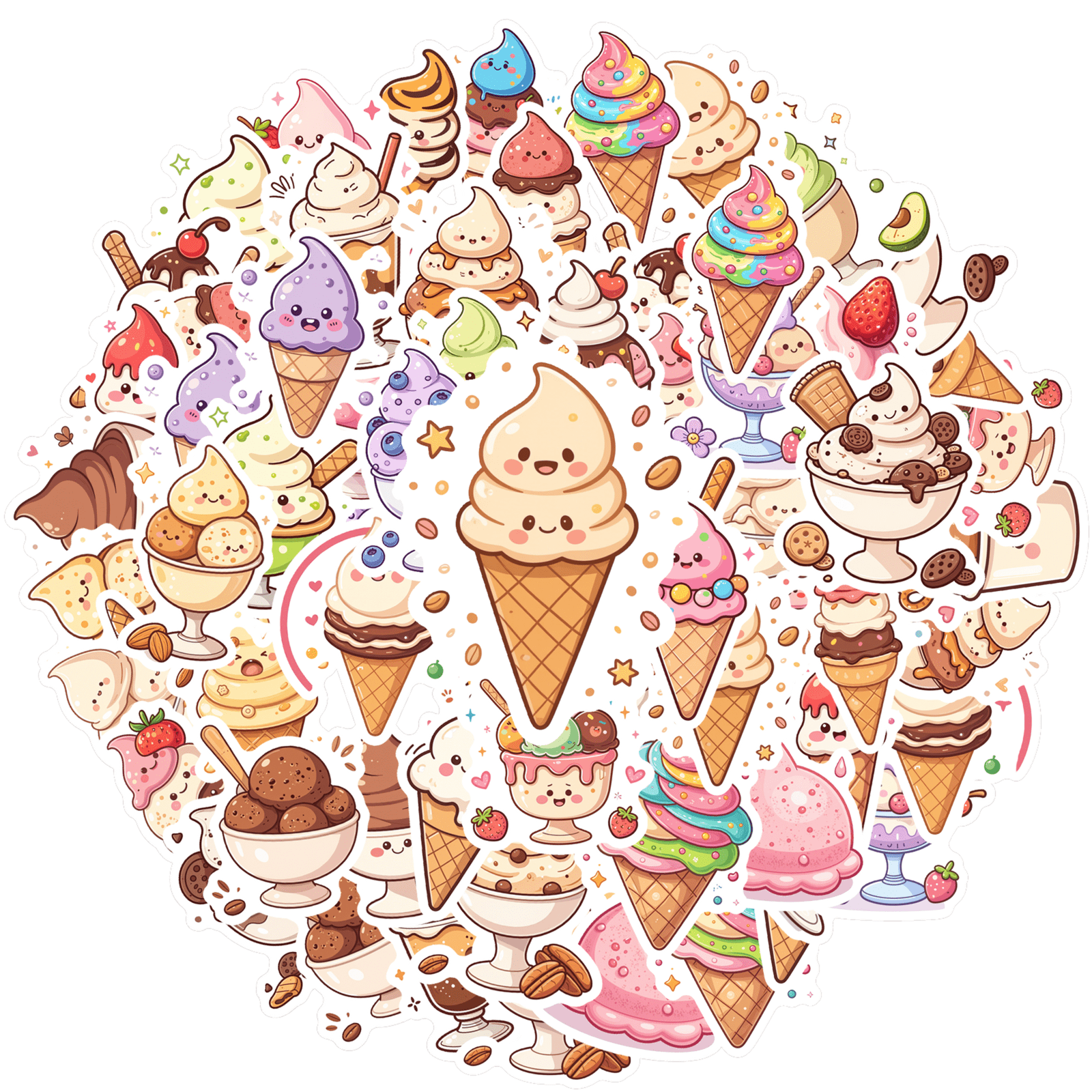 Cute Ice Cream Funny Stickers Cartoon Sweet T…