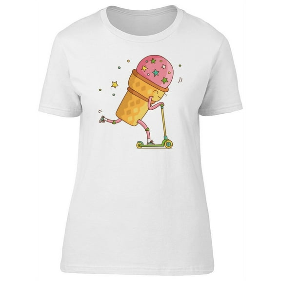 Cute Ice Cream On A Scooter T-Shirt Women -Image by Shutterstock, Female x-Large