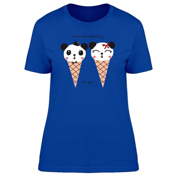 Cute Ice Cream Pandas T-Shirt Women -Image by Shutterstock, Female Small