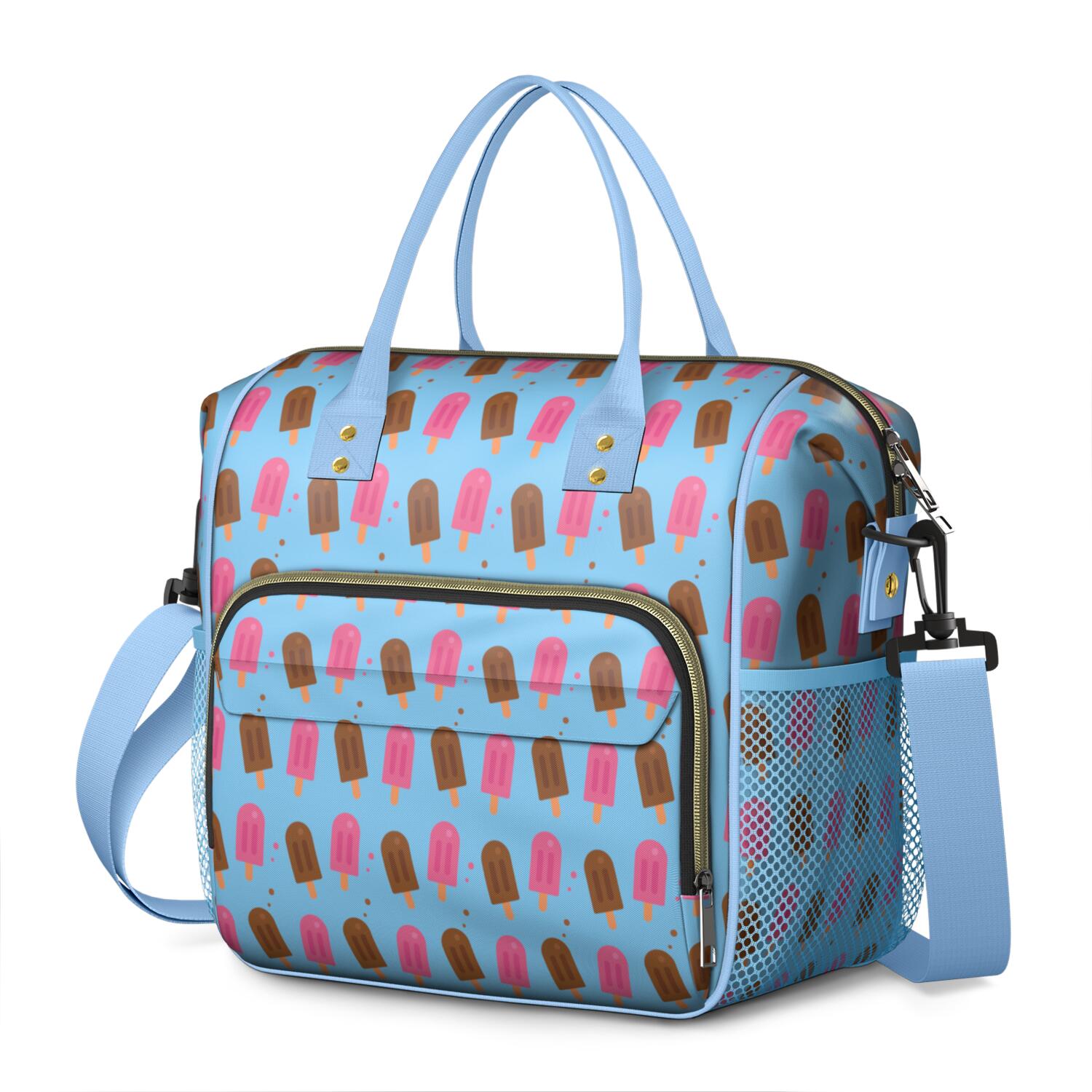 Cute Ice Cream Print Insulated Lunch Bag – Dual Compartment Leakproof ...
