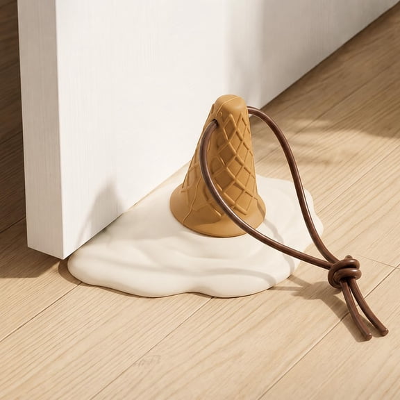 Cute Ice Cream Shape Door Stopper, Ice Cream Shaped Rubber Door Stopper, Decorative Silicone Wedge with Bottom Suction Cup, Heavy Duty for Home Office Floor Protection