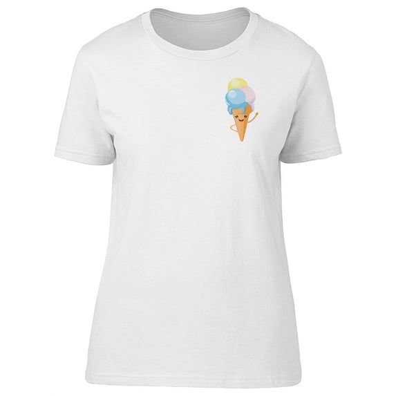 Cute Ice Cream Waving His Hand Tee Women's -Image by Shutterstock