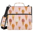 Cute Ice Cream on Pink Background Binder Bag with Shoulder Strap 3 Ring ...