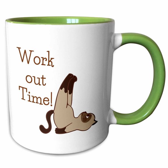 3drose, Cute Image of Cat Working Out, 11oz Two-tone Green Mug