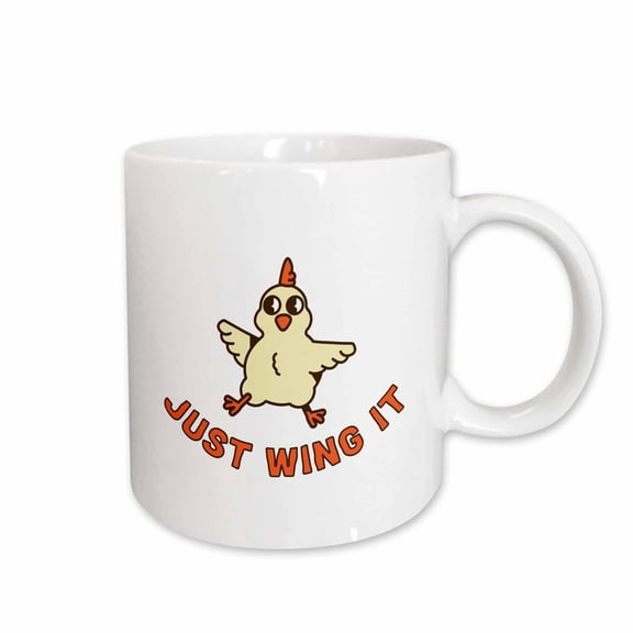 3drose, Cute Image of Chicken with Text of Just Wing It, 11oz Mug