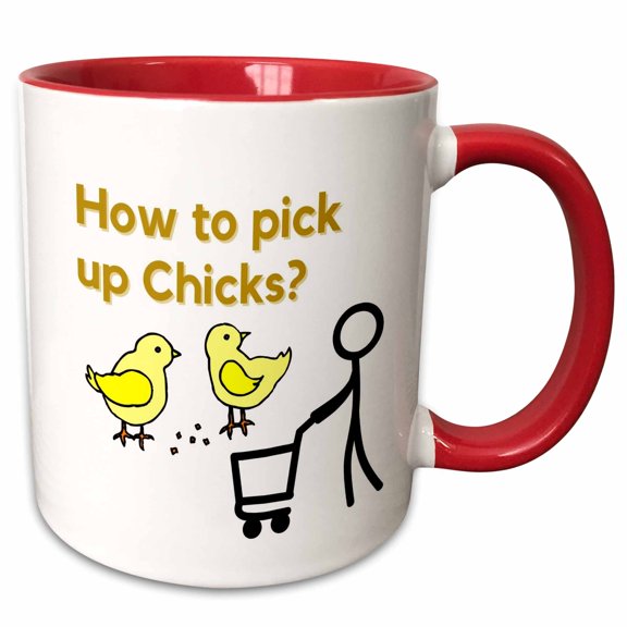 3drose, Cute Image of Chicks with Text, 11oz Two-tone Red Mug