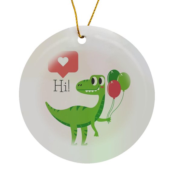 3drose, Cute Image of Dinosaur, Circle Porcelain Ornament