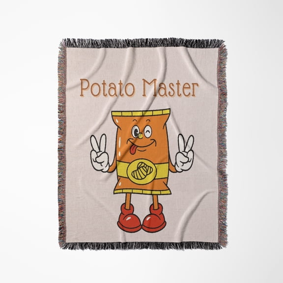 Cute Image Of Potato Chips With Text, Woven Blanket