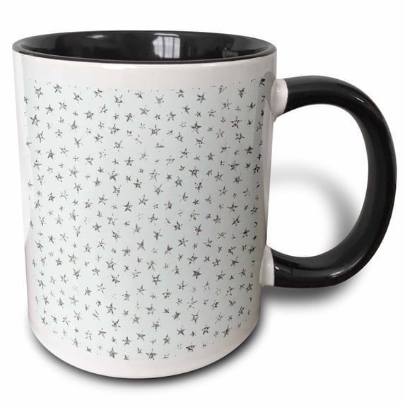 3drose, Cute Image of Silver Random Star Pattern, 11oz Two-tone Black Mug