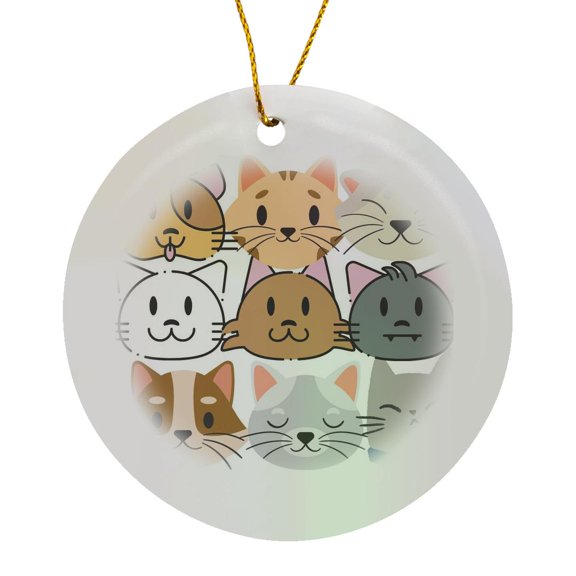 3drose, Cute Images of Cats, Circle Porcelain Ornament