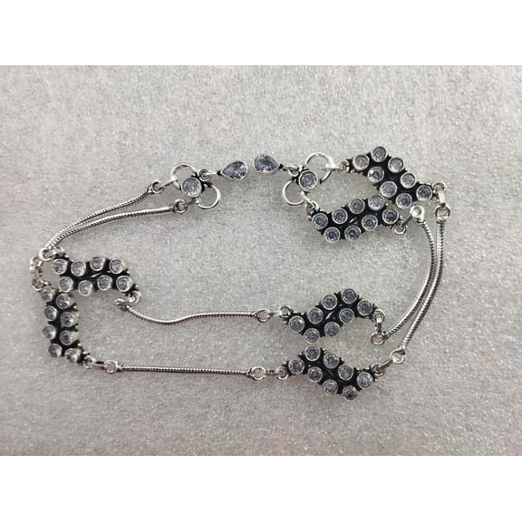 Cute Indian Women style Real Oxidized 925 Sterling Silver CZ Anklets Ankle Handmade Item Women For Her