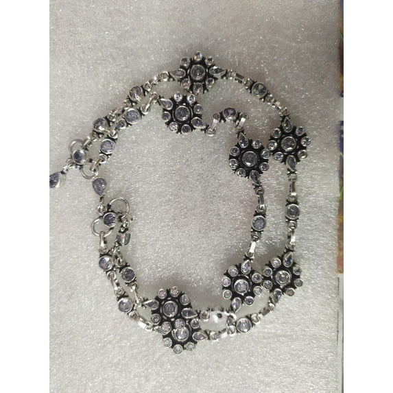 Cute Indian Women style Real Oxidized 925 Sterling Silver CZ Anklets Ankle Handmade Item Women For Her