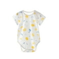 thumbnail image 1 of Cute Infant Girl Outfits Summer Newborn Girls Cotton Short Sleeve Romper Baby Fashion Print Clothes Jumpsuit (White 11 Months), 1 of 3
