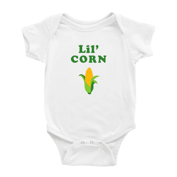 Cute Infant Romper Lil' Corn Vegetable Funny Boy & Gril Jumpsuit (White, 12-18 Months)