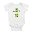 thumbnail image 1 of Cute Infant Romper Lil' Olive Food Funny Boy & Gril Jumpsuit (White, 3-6 Months), 1 of 5
