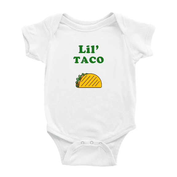 Cute Infant Romper Lil' Taco Food Funny Boy & Gril Jumpsuit (White, 0-3 Months