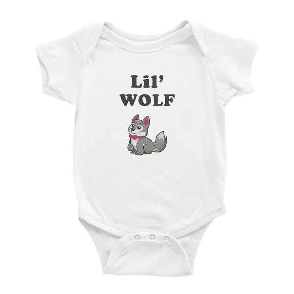 Cute Infant Romper Lil' Wolf Animal Funny Boy & Gril Jumpsuit (White, 6-12 Months)