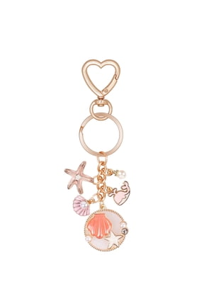 Cute Initial Beach Keychain Starfish Pearl Seashell Purse Charms Keychain, Handbag Backpack Car Accessories keychians Summer Travel Gifts for Women