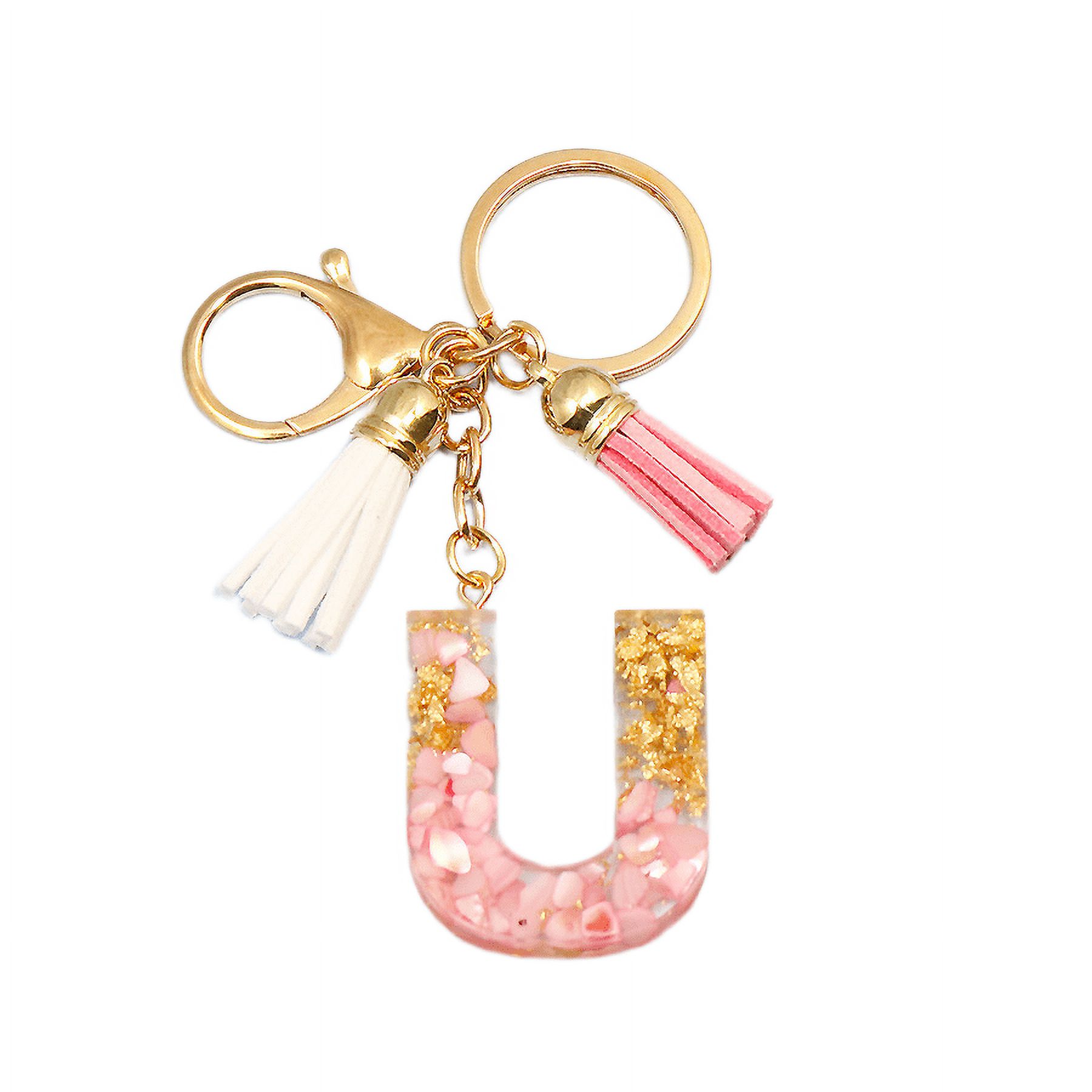 Cute Initial Keychain AZ Letter Sparkly Glitter Key Chain Premium Bag Charm Keychain