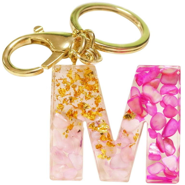 Cute Initial Keychain A-z Letter Sparkly Glitter Key Chain Premium Bag  Charm Keychain Accessories (s,4pcs)