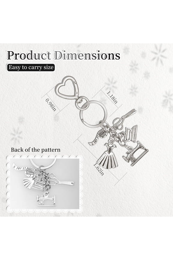Cute Initial Keychain Sewing Keychains Knitting Keyrings Quilting Keychain, Handbag Backpack Car Accessories keychians Scissors Clew Button Measuring Tape Iron Charm Keychains for Women Men Gift