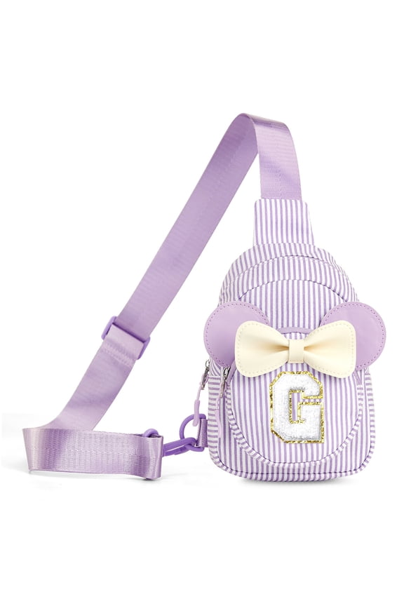 Cute Initial Sling Bag Crossbody Bag Purse, Fanny Pack Personalized Gifts for Daughter Sister, Purple