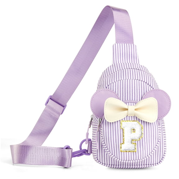 Cute Initial Sling Bag Crossbody Bag Purse, Fanny Pack Personalized Gifts for Daughter Sister, Purple