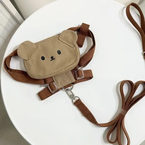 Cute Ins Dog Cat Go Out Pet Backpack Feces Picking Bag Snack Bag Teddy Backpack Puppy Backpack Dog Accessories Dog Collar (Coffee,L)