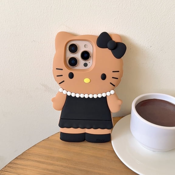 Cute Ins Style Necklace Hello Kitty Phone Case for iPhone 17 16 15 14 13 12 Pro Max 17Pro Kitty Soft Silicone Cartoon Back Cover