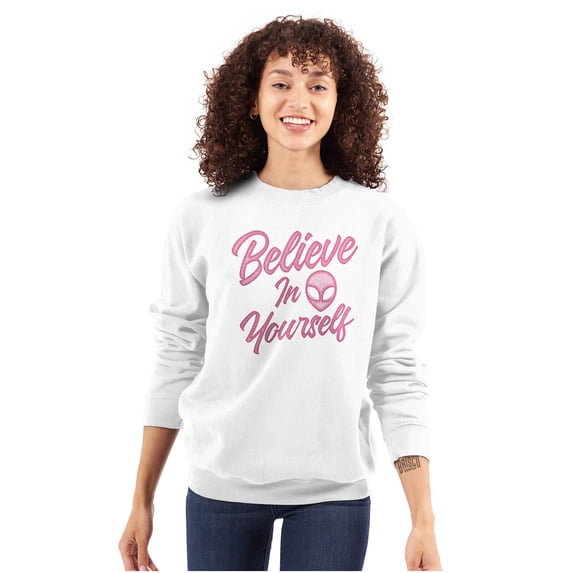 Cute Inspirational Motivation Alien Women Plus Size Crewneck Sweatshirt Brisco Brands 5X