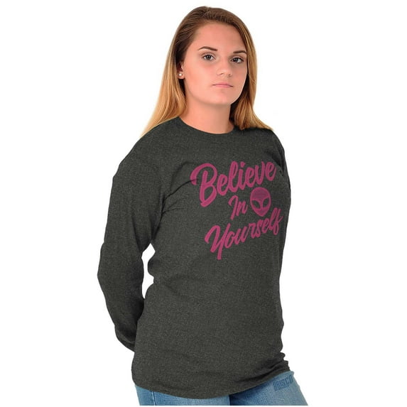Cute Inspirational Motivation Alien Women's Long Sleeve T Shirt Brisco Brands 2X