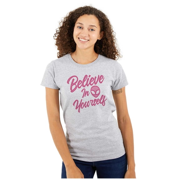 Cute Inspirational Motivation Alien Womens Fitted Plus Size Graphic Tee Brisco Brands 3X