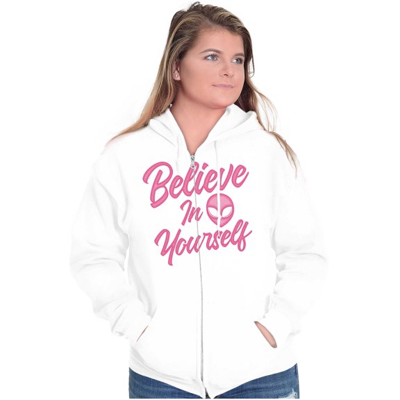 Cute Inspirational Motivation Alien Zip Hoodie Sweatshirt Women Brisco Brands S