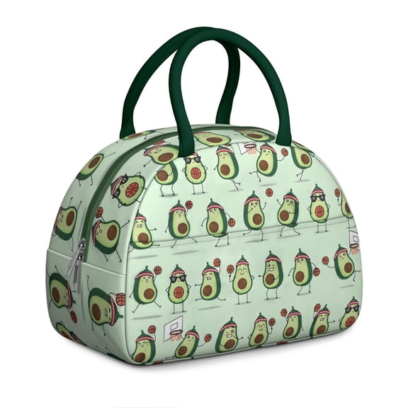 Cute Insulated Lunch Bag for Women, Reusable Thermal Lunch Tote with Avocado Print Design, Perfect for Work, Picnic, and Travel