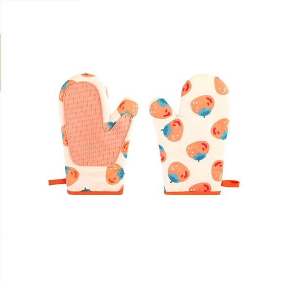 Cute Insulated Oven Microwave Baking Gloves, ZzCityTK Heat Resistant Kitchen Gloves with Non-Slip Grip, High Temperature Protection for Cooking Baking Roasting Easy to Clean