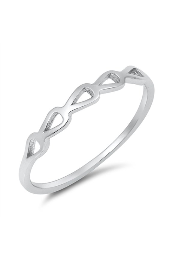 Cute Interlocking Sideways Cutout Teardrop Ring .925 Sterling Silver Band Jewelry Female Size 10