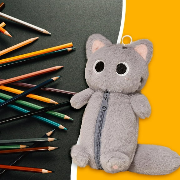 GBAYXJ Fluff Plush Cute Animal Puppy Cat Bunny Pencil/Pen Pouch Soft Cosmetic Bag Tote/Travel Organizer Large Capacity