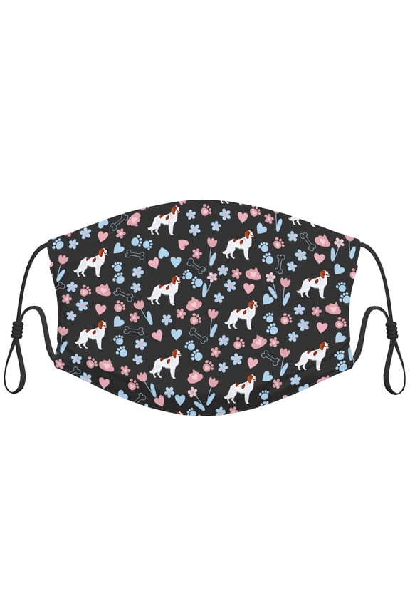 Cute Irish Red And White Setter Dog Graphic Printed Cloth Face Masks Reusable Washable Adjustable for Adults (10 PCS)