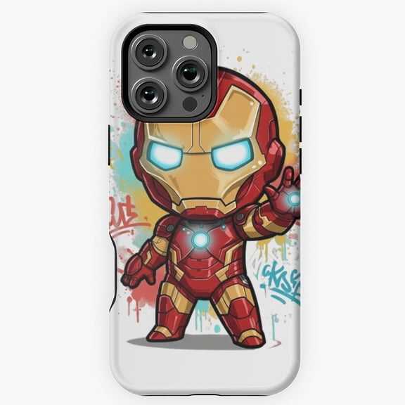 Cute Iron Armor Chibi Style Hero Art iPhone Case 17 to 11 Pro Max