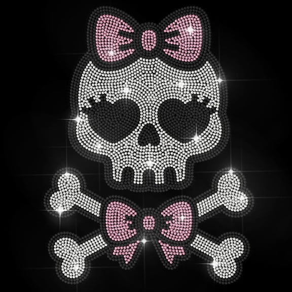 Cute Iron on Heat Transfer Rhinestone Design 11.7x8.3 inch Bling Pink Diamond Stickers for Jeans Jacket Caps Bag T-Shirts Shoes DIY Art Craft Clothing