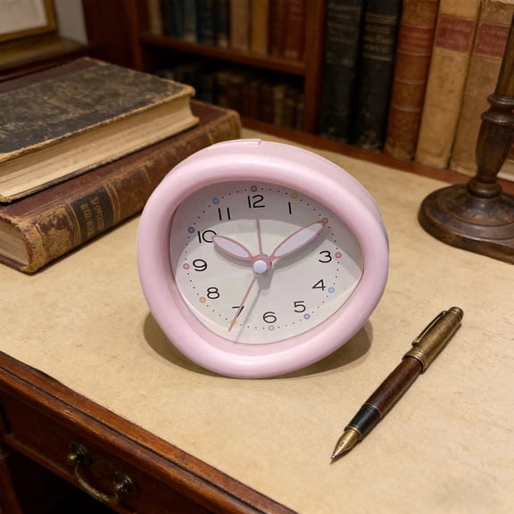 Cute Irregular Alarm Clock Desk Clock Silent Sweep Night Light Table Clock Compact Bedroom Office Living Room Modern Timepiece For Bedside Desk Study Room Home Gift Idea Decorative Accessory