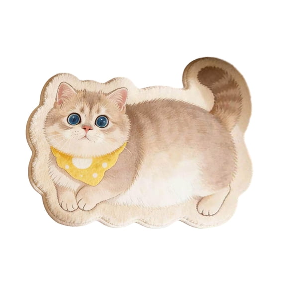 Cute Irregular Area Rug, Cat Shaped Soft Non Slip Floor Mat, Funny Decorative Cartoon Pet Bedside Carpet for Bedroom Entryway Dorm Indoor Home Decor