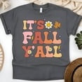 thumbnail image 1 of Cute It’s Fall Y’all Graphic T-Shirt Pumpkin Spice Season Top, Dark Heather, Size L, 1 of 6