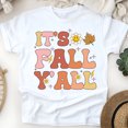 thumbnail image 1 of Cute It’s Fall Y’all Graphic T-Shirt Pumpkin Spice Season Top, White, Size XL, 1 of 6