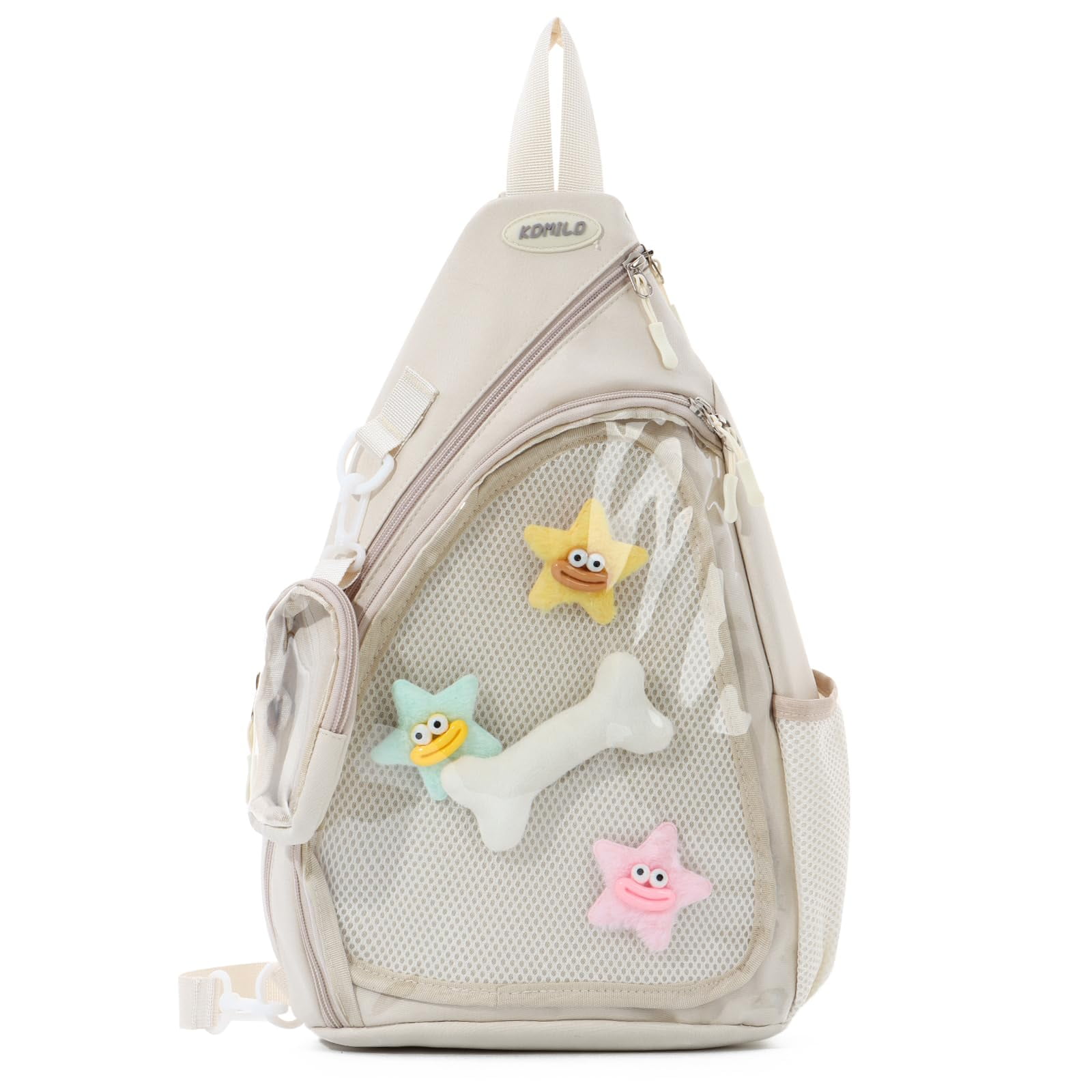 Cute Ita Bag for Men Women Kawaii Pin Display Backpack Fanny Pack Black Crossbody Hiking Day Pack