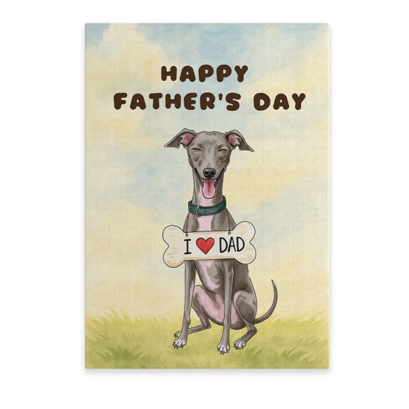 Cute Italian Greyhound Loves Dad Happy Father's Day Vertical Matte Canvas Poster Greyhound Dog Lover Wall Art Home Decor - 12008