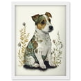 thumbnail image 1 of Cute Jack Russel Dog Puppy and Flower Patterns Colour Pencil Illustration Artwork Framed Wall Art Print A4, 1 of 4