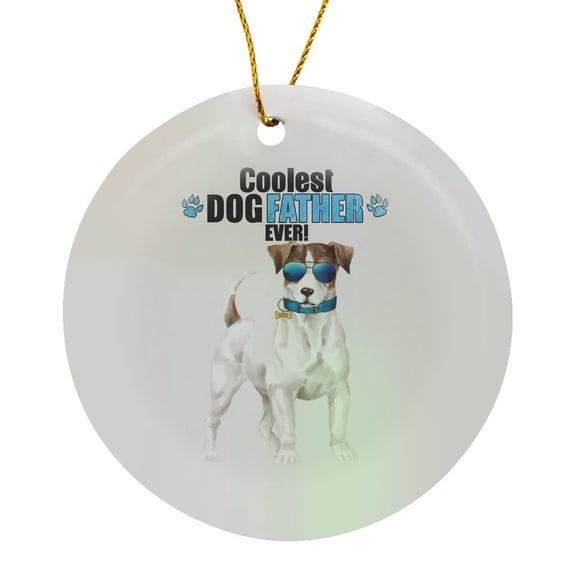 3drose, Cute Jack Russell Terrier Dog for Cool Dads on Fathers Day, Circle Porcelain Ornament