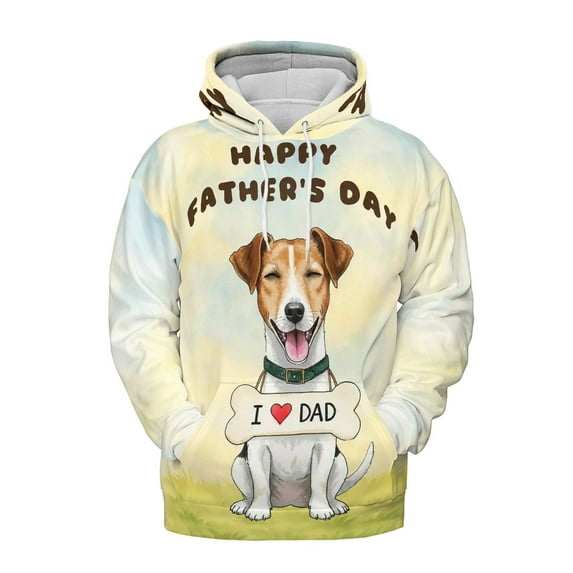 Cute Jack Russell Terrier Loves Dad Happy Father's Day All Over Print 3D Hoodie Unisex Merch Hoodies Parson Jack Dog Lover - 12008